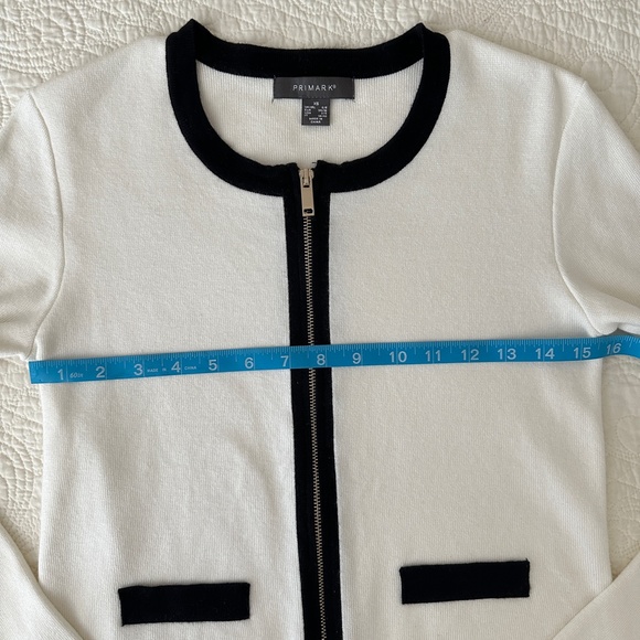 Primark Black White Tipped Full Zip Cardigan XS - Picture 4 of 7